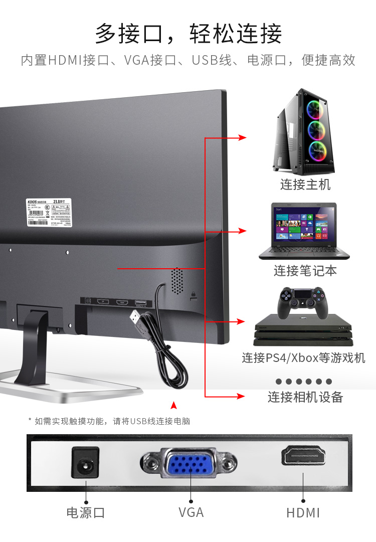 KOIOS K2421HT 23.8 Inch Computer Monitor 60Hz IPS Touch Screen Display Cashier Jukebox Business Monitors 1920*1080插图15