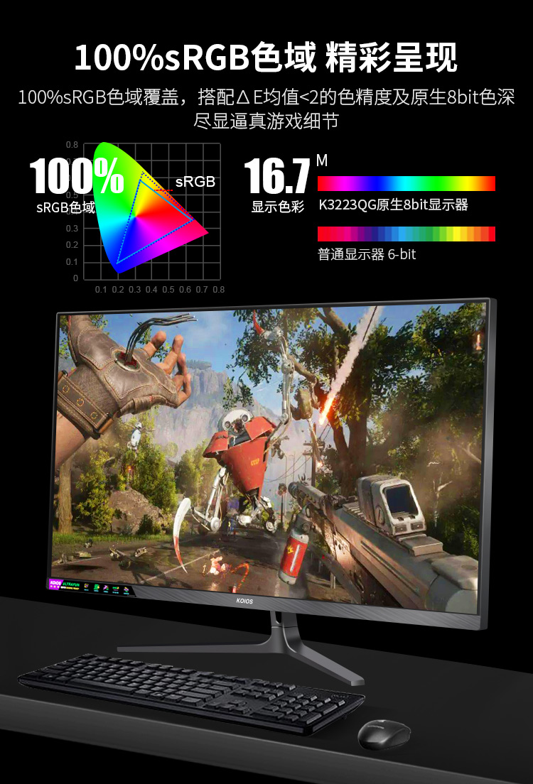 KOIOS K3223QG 32 Inch 2K 165Hz Gaming Monitor IPS Screen 1MS Narrow Bezel Small King Kong Display 2560*1440插图10