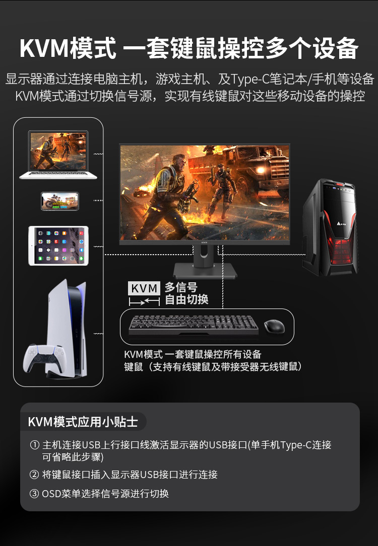 KOIOS K2723QK 27 Inch 2K 180Hz Gaming Monitor IPS Screen 1ms Narrow Bezel Lifting rotary display 2560*1440插图18